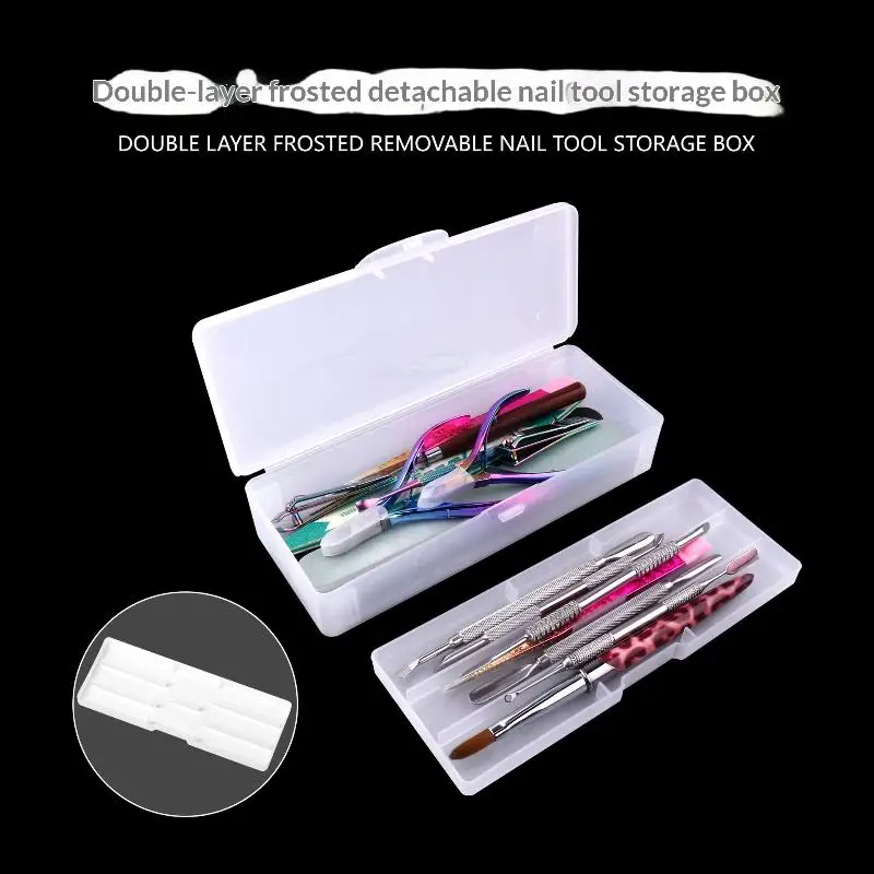 New Double Layer Frosted Nail Storage Box Removable Tray Large Capacity For Home Manicure Salon Use Nail Tool Organizer Case