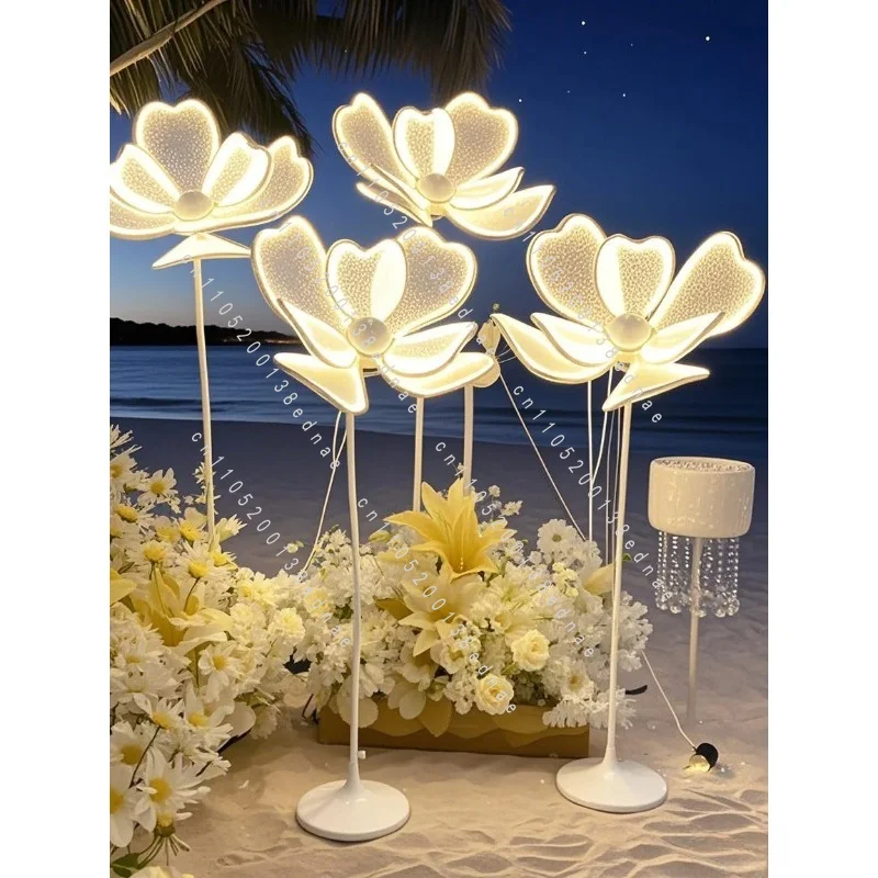 LED Decorative Luminous Peony Flowers, Wedding Road Guide, White Silk Decoration, For Wedding Party Birthday Home Decoration