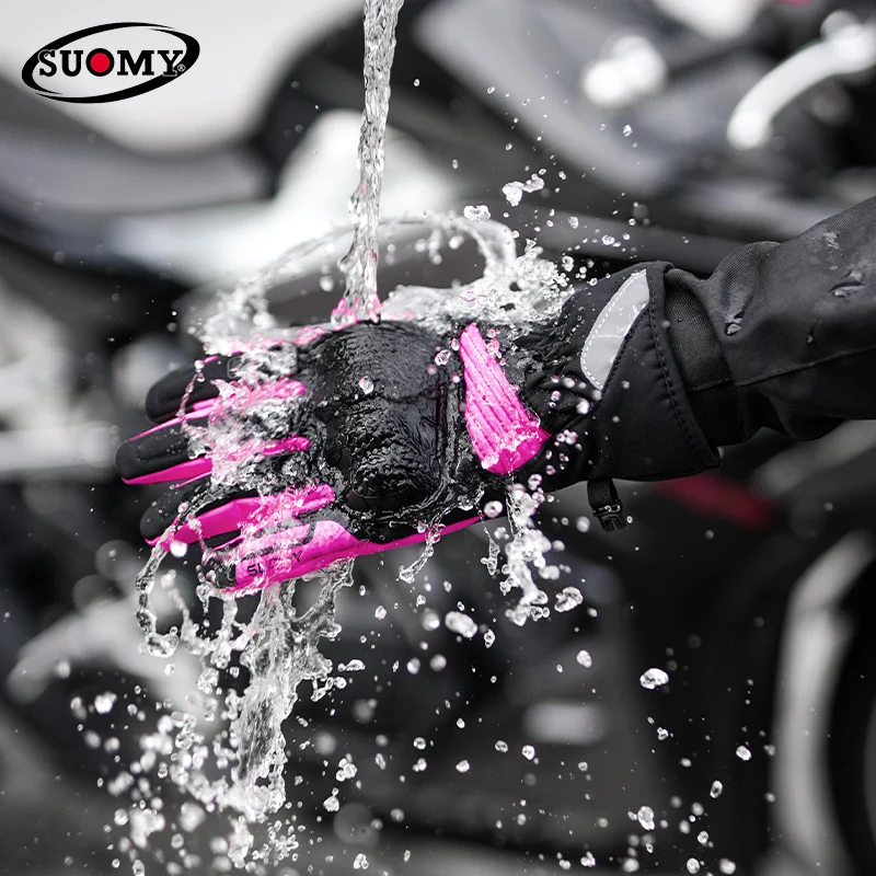 SUOMY Winter Motorcycle Gloves Women Pink Purple Windproof Waterproof Touch Screen Warm Biker Riding Motocross Gear Gloves view 3