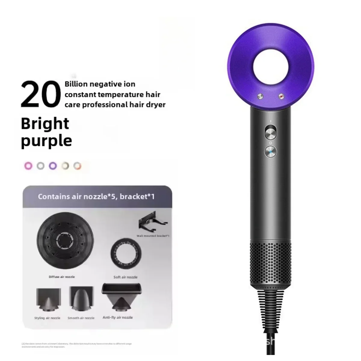 1.8m Professinal Leafless Hair Dryer Electric Hair Dryer High Speed 1600W Negative 200 Million Anion Blow Dryer Silent Hair Drye