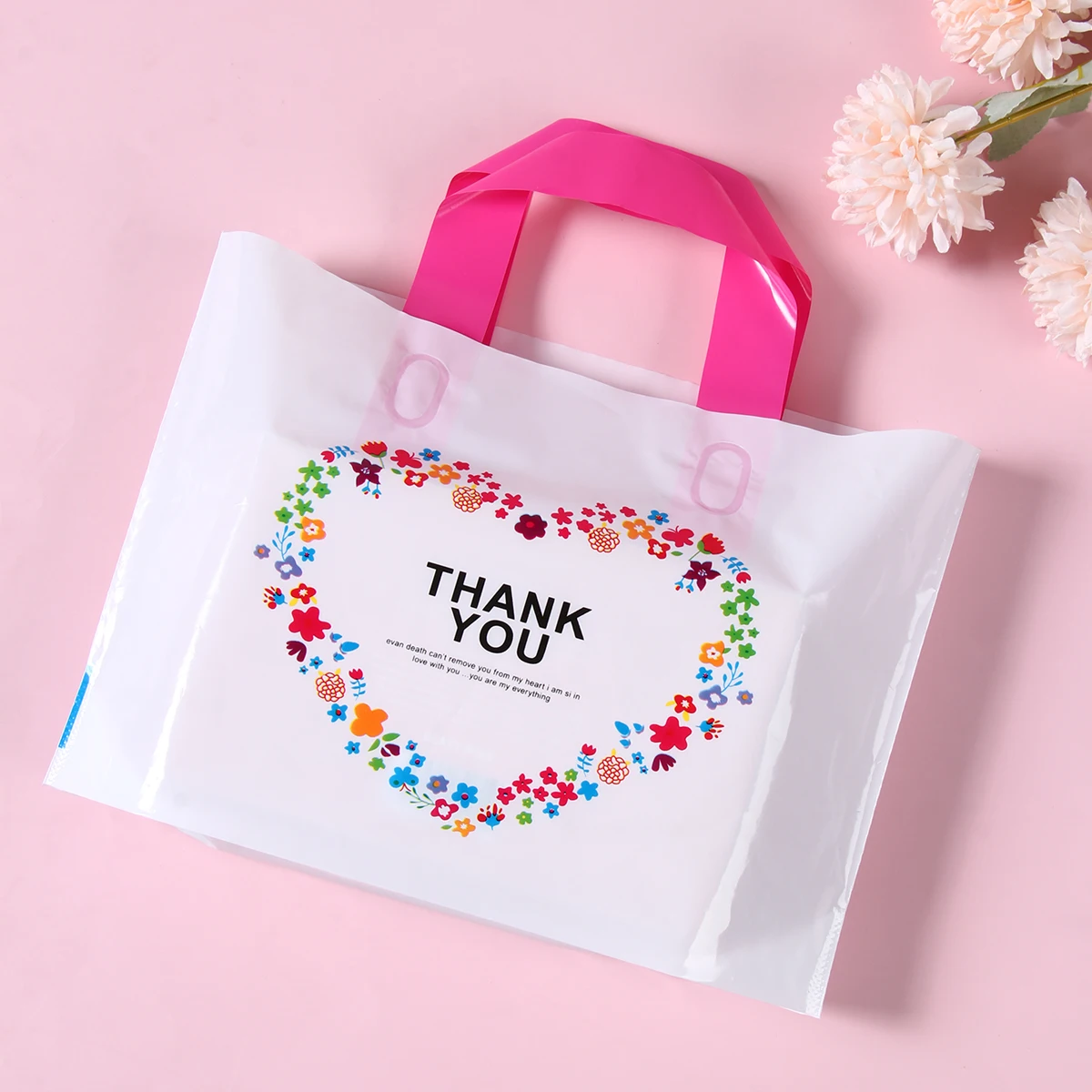 10pcs Thank You Gift Bag Wedding Birthday Christmas Party Candy Gift Bags Thick Clothing Store Shopping Packaging Plastic Bags