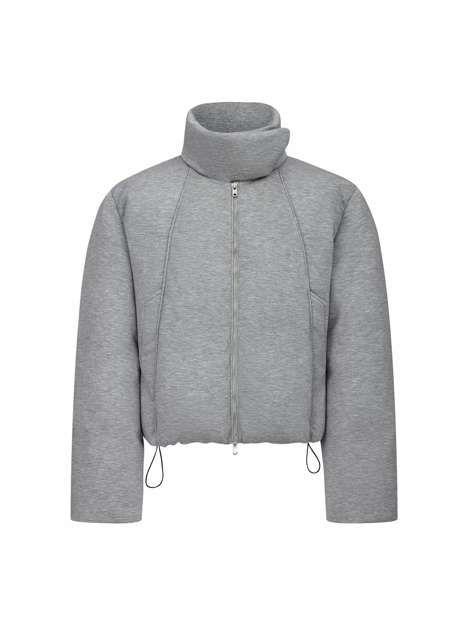 

Retro American Soft Cotton Puffer Jaet Men's Winter Warm Versatile Collarl Coat Pure Color Zipper Closure Straight Tube