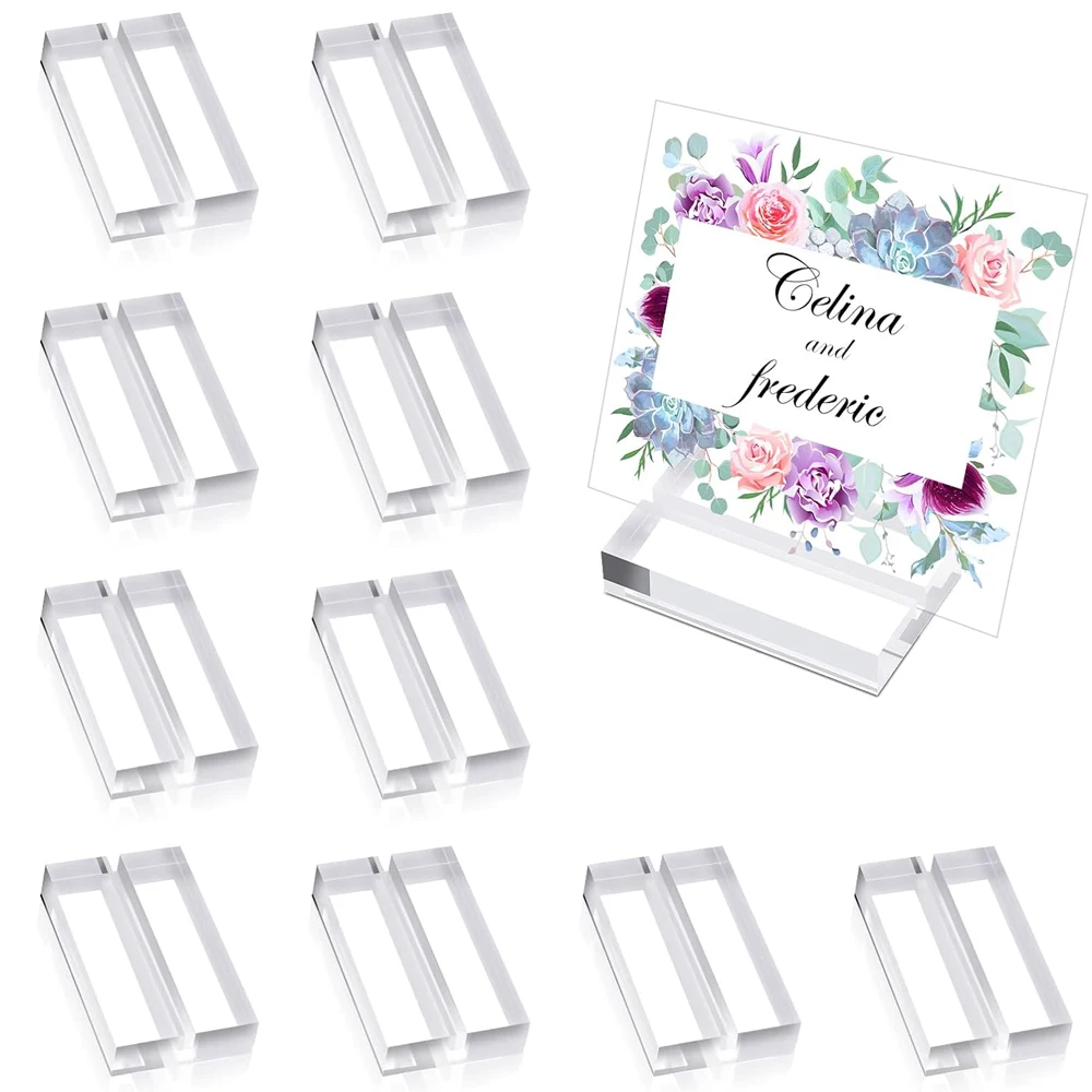 10Pcs Acrylic Stands Place Card Holders Table Number Stands Card Display for Table Photos Office Home Wedding Party Decor