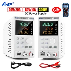 A-BF Lab DC Power Supply Unit Adjustable 40V 20A 300W Four-Digit Display Mini Power Regulator Memory Function Bench Source