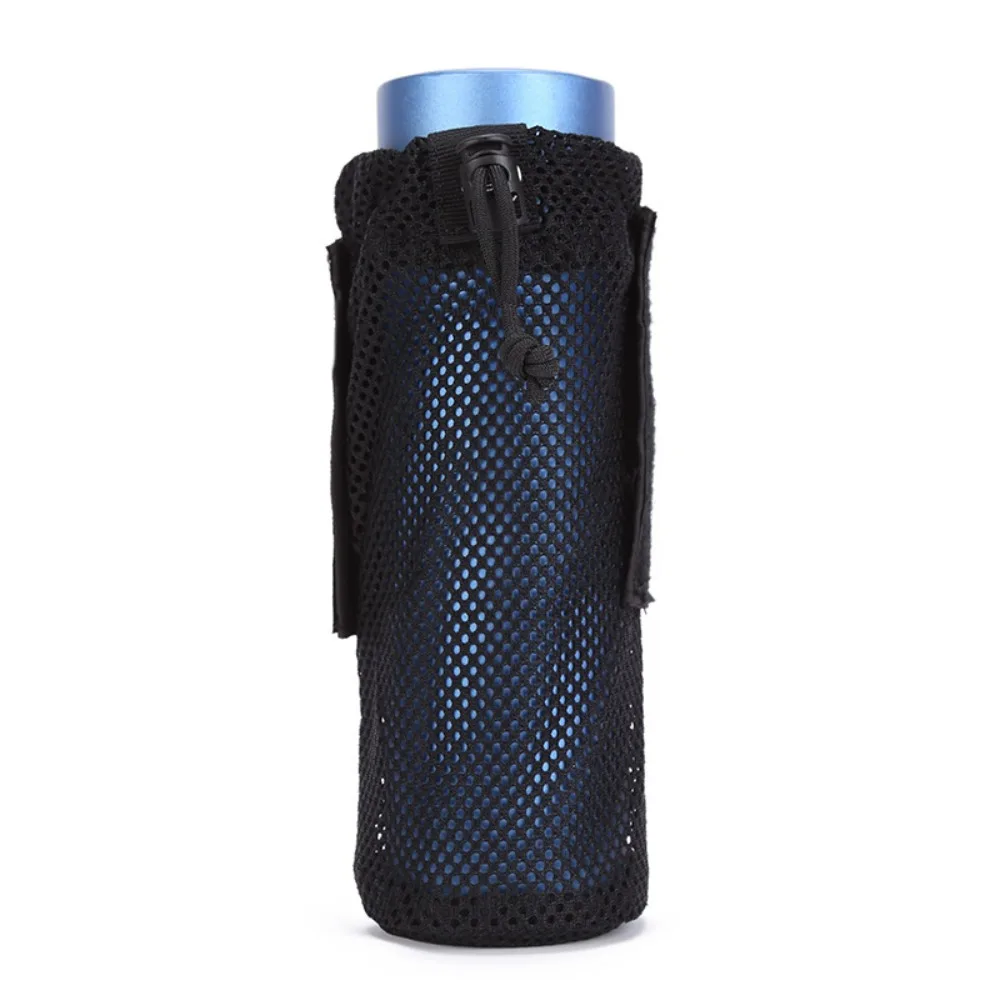 

Mesh Breathable Water Bottle Pouch With Molle Straps Adjustable Buckle Bottle Storage Bag Hanging Hook Sports Kettle Holder