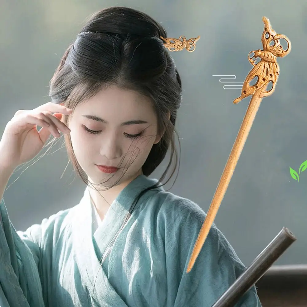 فراشة موجة شكل الشعر العصي مضفر دبابيس الشعر عصي الشعر الخشبية مشبك شعر الكورية شوكة الشعر الصينية النساء دبابيس الشعر Hanfu