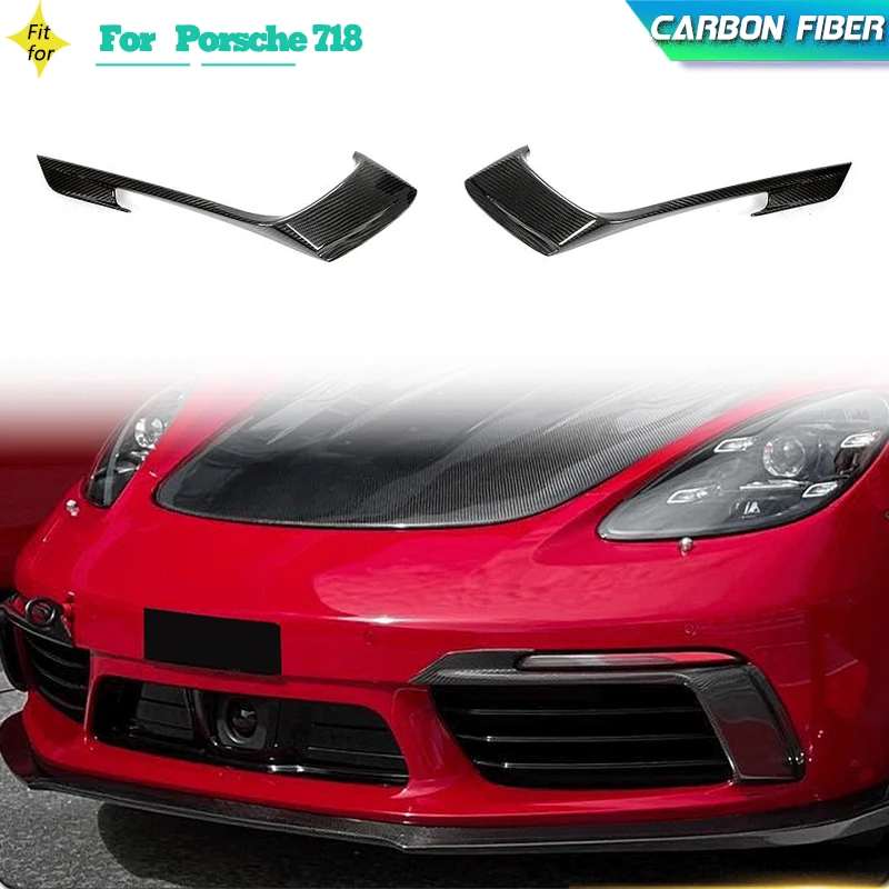 

Carbon Fiber Car Front Air Vent Trims For Porsche 718 Boxster Cayman Coupe Convertible 2-Door 2016-2019 Fog Light Cover Canards