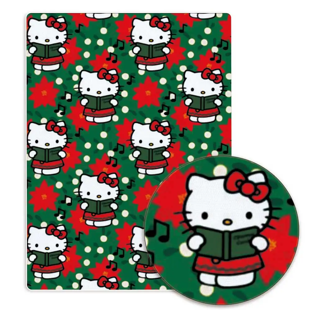 Hello Kitty 140x50CM tessuto di cotone cartone animato tessuto Patchwork bambino tessili per la casa cucito bambola vestito tenda tessuto di cotone poliestere