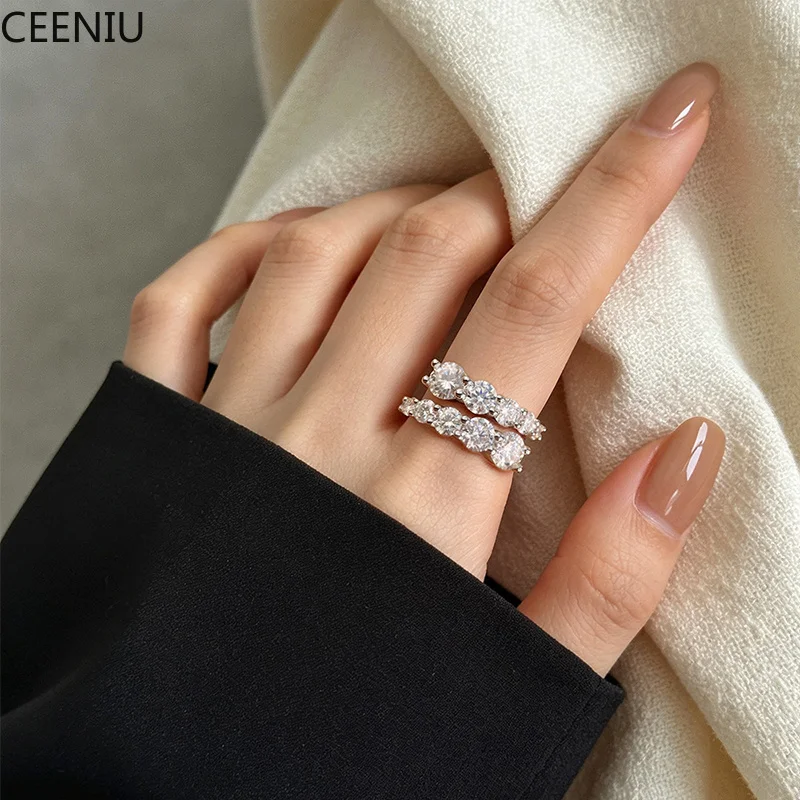 Moissanite Rings for Women Sparkling Flawless Lab Created Diamond Wedding Band S925 Sterling Silver Jewelry