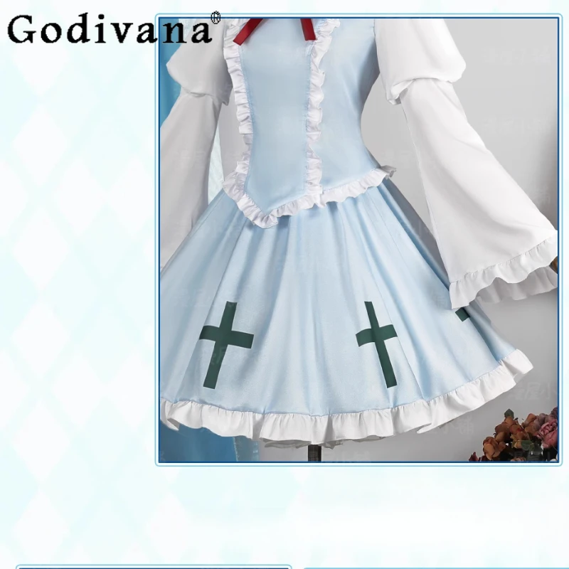 أنثى الأزرق القوطية لوليتا فستان مع شعر مستعار ل Hallowmas عيد الميلاد دور اللعب المرأة الحلو فستان الحفلات مجموعات الزي الرسمي