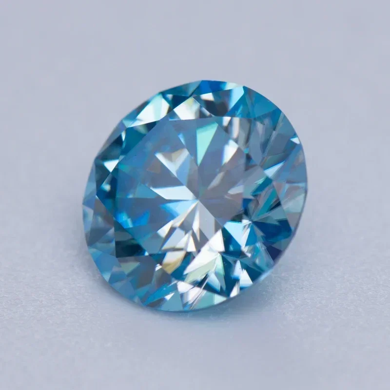 Moissanite Stone Gemstone Aquamarine Colour Round Cut Lab Created Diamond Advanced Jewelry Making Materials with GRA Certificate