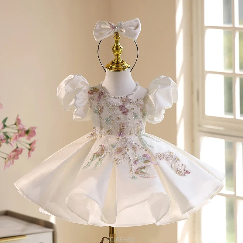 Party Dress Kids Princess PianoWedding Gown Vestido Host Performance Birthday Outfits Dresses Costumes Children Flower Girl