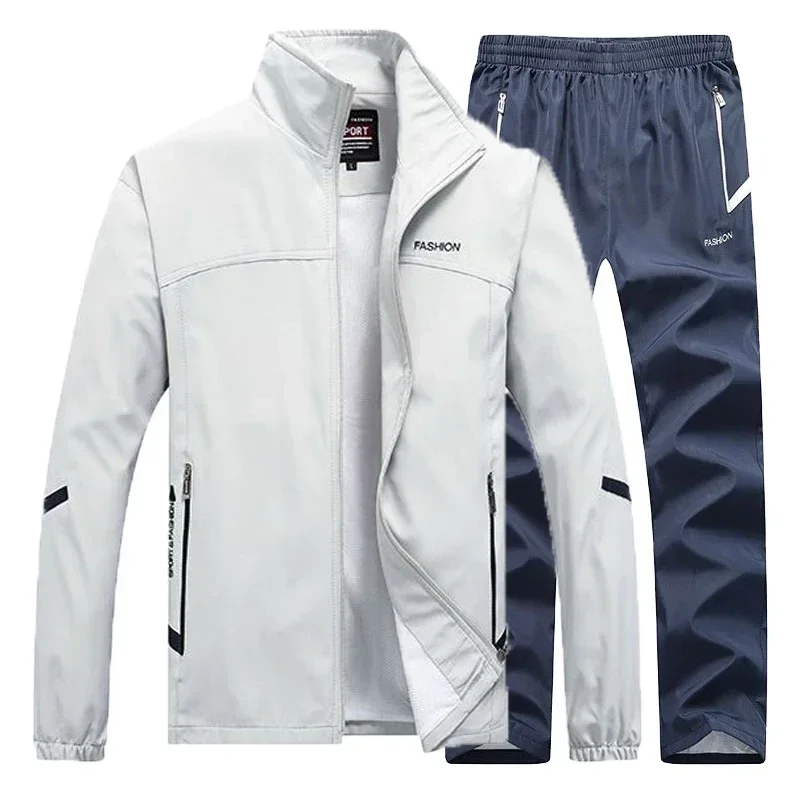 Casual Männer der Trainingsanzug Frühling Herbst Sportswear Zwei Stück Sets Jacken + Jogginghose Jogger Männlichen Zipper Sweatshirt Anzug Outfit