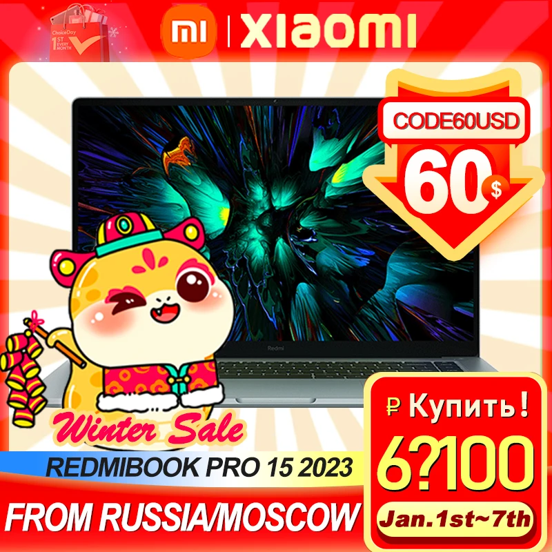 【Russia Stock】 Xiaomi RedmiBook Pro 15 2023 7640/7840HS 760M/780M 16/32+512G/1T 3.2K 120Hz 15.6'' Screen JYU4541CN/ JYU4540CN