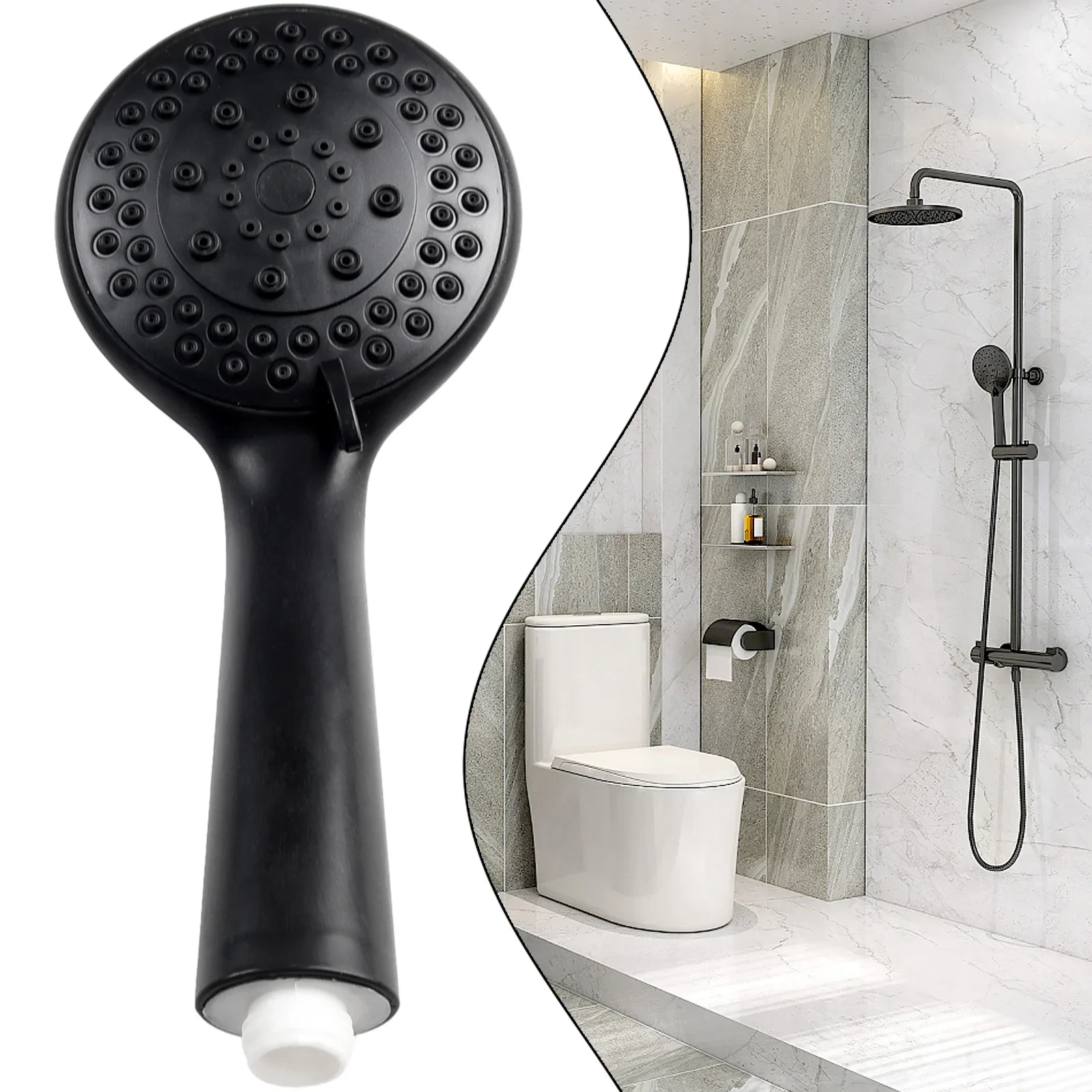 Filter Shower Shower Head Silicone Nozzle Wear-resistant Widely Used 5 Modes ABS Material Black Easy To Install