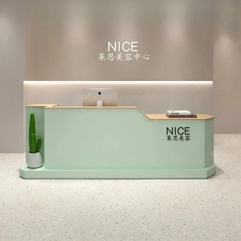 #Customized Storage Desk Table Exquisite Glamour Premium Aesthetic Reception Desk Modern Simple Empfangs Theke Office Furniture