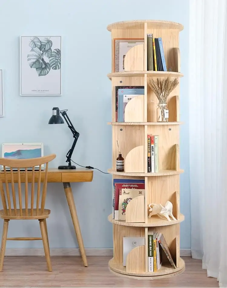 Étagère à livres rotative T1 pour enfants et adultes, bibliothèque sur pied à 5 niveaux, étagère à livres étroite en bois, 360 présentoirs