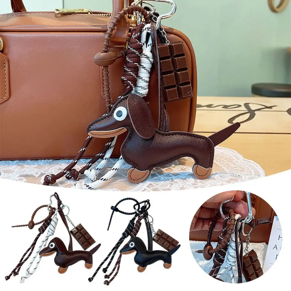 DIY Woven Rope Pendant Sausage Dog Chocolate Hanging Mobile Phone Bags Keychains Nylon Handmade Rope Keychain Autumn And Winter