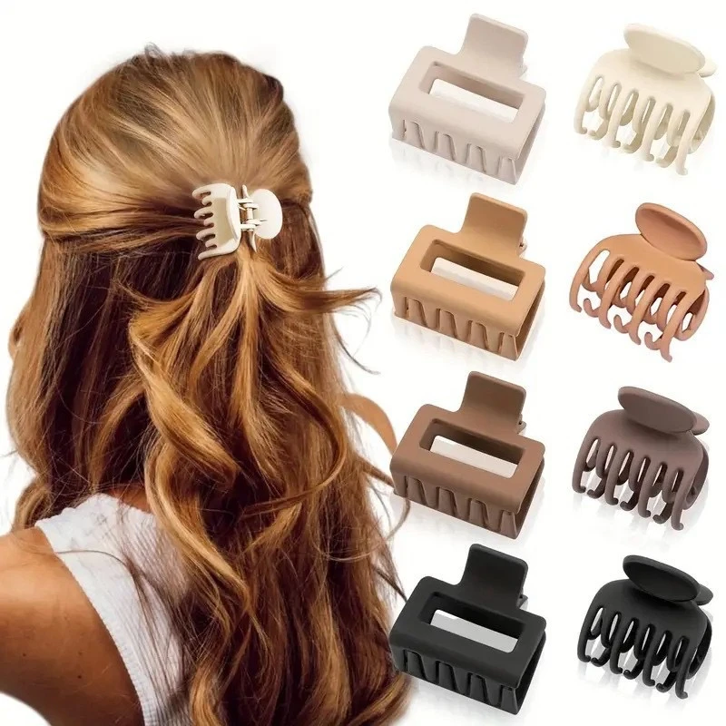 Fashion Korean Solid Hair Clips For Women Matte Frosted Small Hair Claws Headwear Hairpin Crab Barrette Girls Hair Accessories