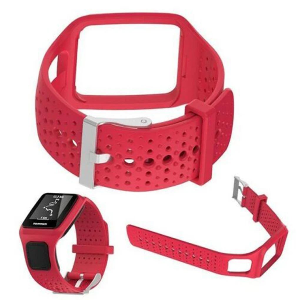 Watch Strap Smart Watch Wristband Wristwatch Silicone Strap Replacement for TomTom Multi-Sport, Red