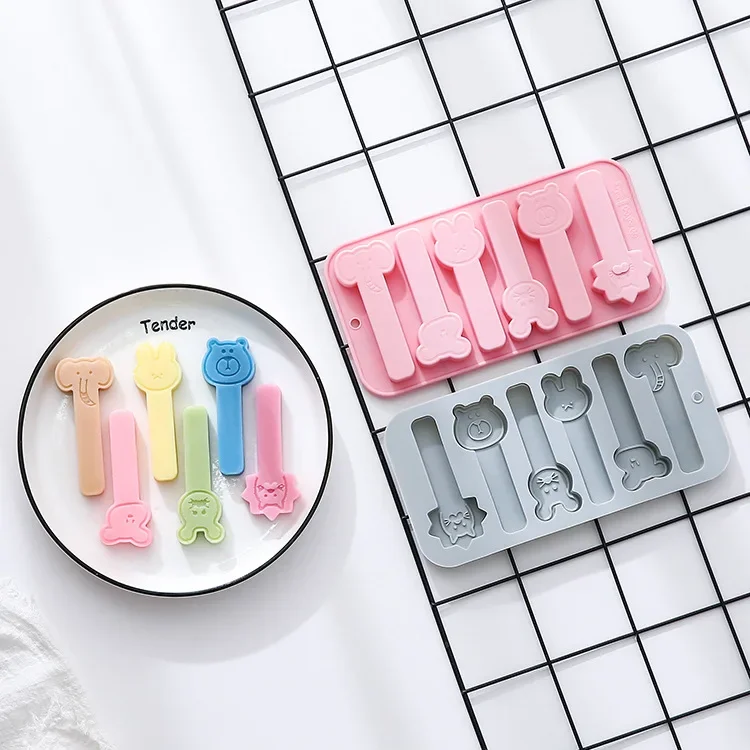 Silicone Molar Sticks, 6 Different Animal Heads, Long Molar Sticks, Cake, Chocolate, Baking Accessories