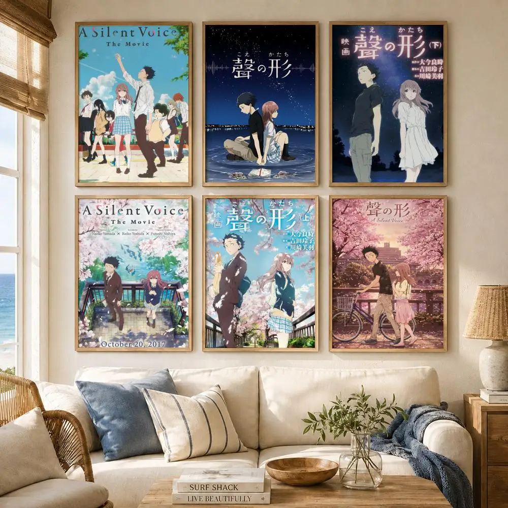 Anime Film A-A Silent Voice Poster Versatile HD Waterproof Wall Art Self-Adhesive Decor for Any Space Ideal Gift