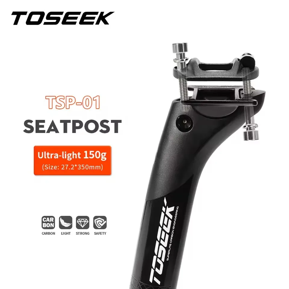 

TOSEEK TSP-01 Bicycle Seatpost Carbon Fibre Post Seat Road Bike MTB Seat Tube 27.2 / 31.6mm Offset 20mm Black Matte