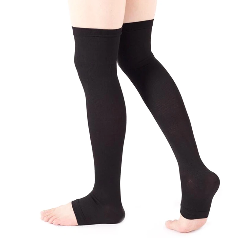 Compression Socks Thigh High Pressure Open Toe Varicose Stockings Men Women