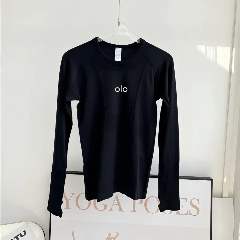 Haut de yoga pour femmes, vêtement de sport ajusté à manches longues, coupe slim, pour l'entraînement, la course à pied, t-shirt de sport respirant