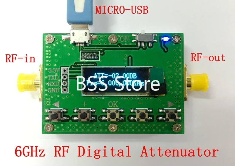 6G digital programmable attenuator 30DB step 0.25DB OLED display CNC shell RF module sensor