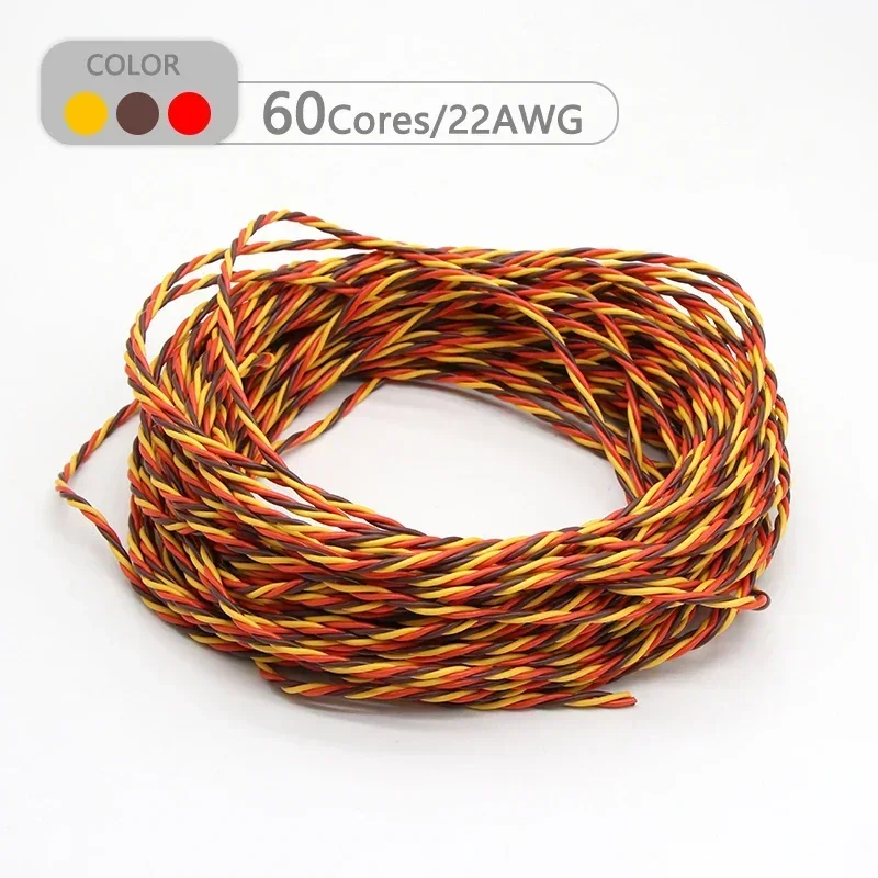 2/5/10m Twist Servo Extension Cable 3 Pin 22AWG 26awg 30/60 Core RC Airplane Accessories 3 Way JR Futaba Twisted Wire Lead