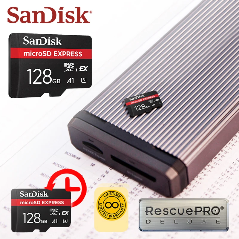 SanDisk microSD Express Card 128GB 256GB A2 5.3K NVMe TF Memory Card for Tablet UAV Switch 2 Max 880Mb/s Micro SD Card for Phone