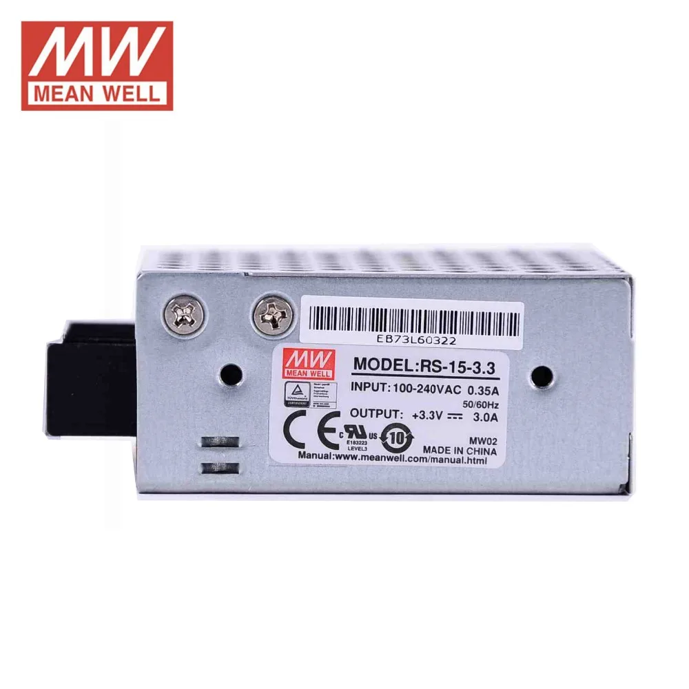Mean Well RS-15 15W Single Output Power Supply RS-15-3.3/5/12/15/24/48 Mini Industrial Switch Mode Power Adapter