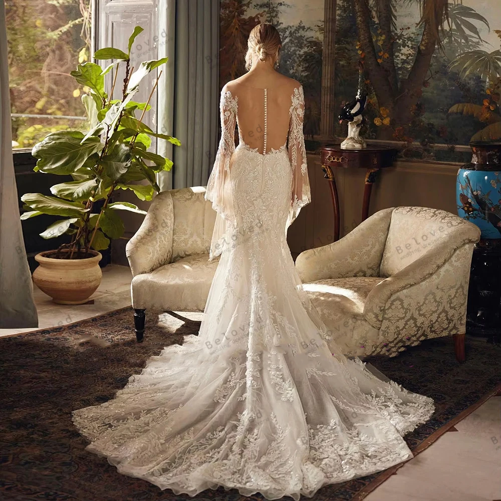 Exquisite Wedding Dresses Vintage Bridal Gowns Lace Appliques Flare Sleeves Robes Glamorous Vestidos De Novia Customized 2026