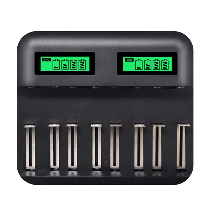 8 Slots Lcd Display USB Smart Battery Charger For AAA AA Sc C D Size Rechargeable Battery 1.2V Ni-Mh Ni-Cd Quick Charger