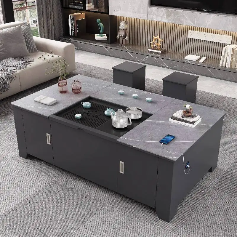 Italian Gray Coffee Table Multifunctional Unique Minimalist Space Coffee Table Center Saving Meuble Salon Living Room Furniture