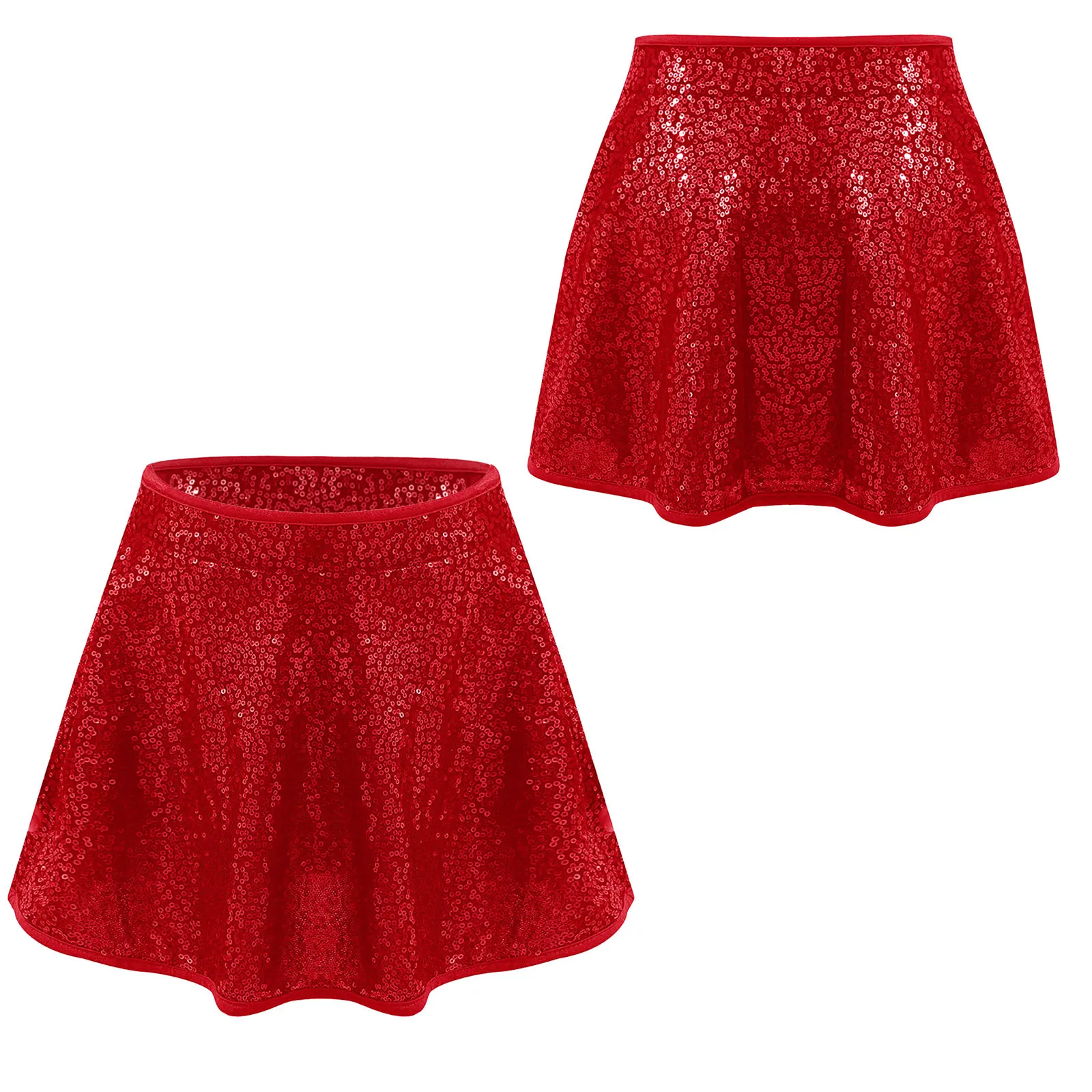 

Girls Ballet Tutu Skirts Shiny Sequins Gymnastics Skirt with Elastic Waistband Built-in Brief for Jazz Latin Dance Performance