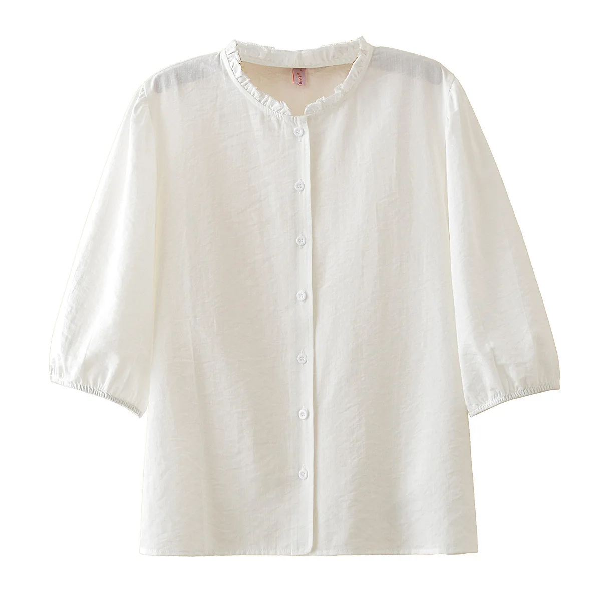 

Модная женская блузка больших размеров XXXXL, весна/лето 2026, с рукавом три четверти, пышным воротником и оборками, тонкий топ, модель 186