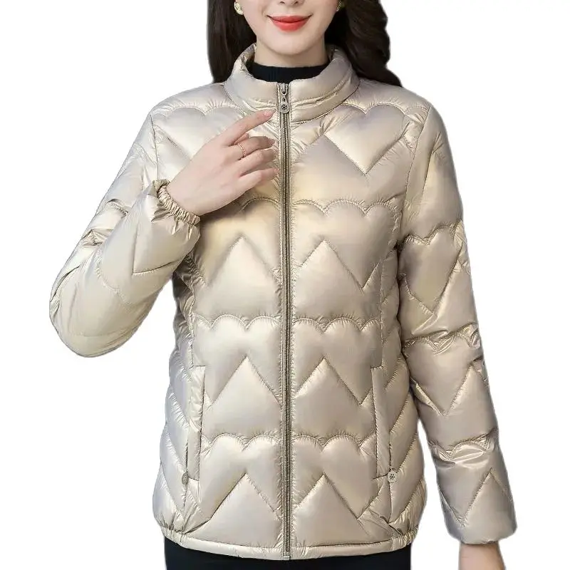 

Mother's Autumn Down Cotton Coat Middle-aged Women's Short Padded Jacket Coat Padded Coat Bright Parkas Winter Jacket Quilted Wa