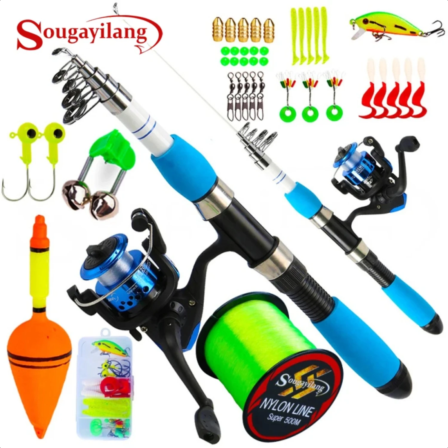 

1.0M-3.0M Fishing Rods and Reels Travel Telescopic Spinning Fishing Rod Set with Accessories Full Fishing Tackle Kit