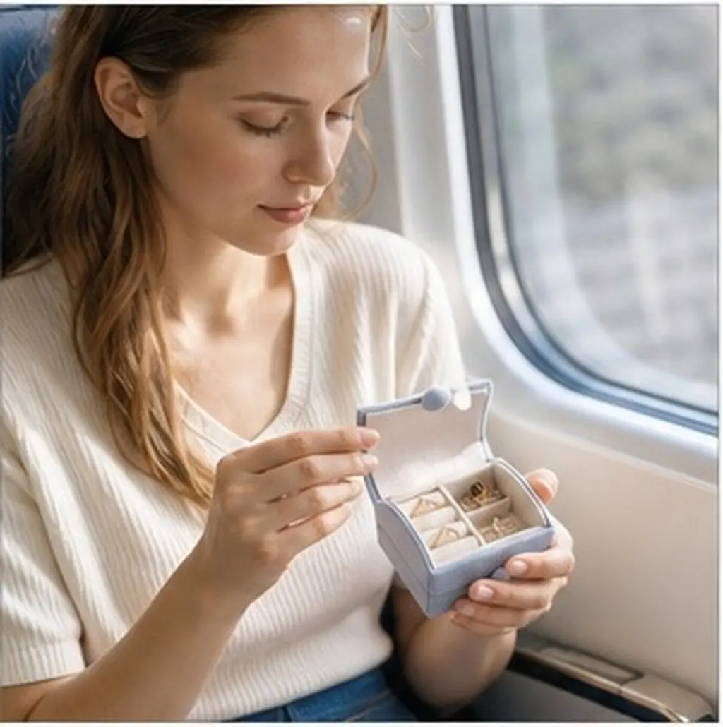 Lightweight Travel Jewelry Box Mini Ring Holder Compact Design for Rings Earrings Necklaces Desktop Decorative Organizer