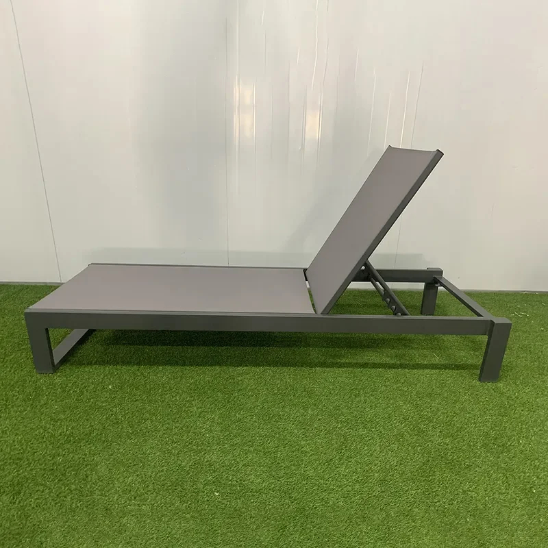 for Poolside Bed Teslin Deck Chair Mesh Beach Chair Outdoor Aluminum Alloy Bed Hotel Bed and Breakfast Rest Chair