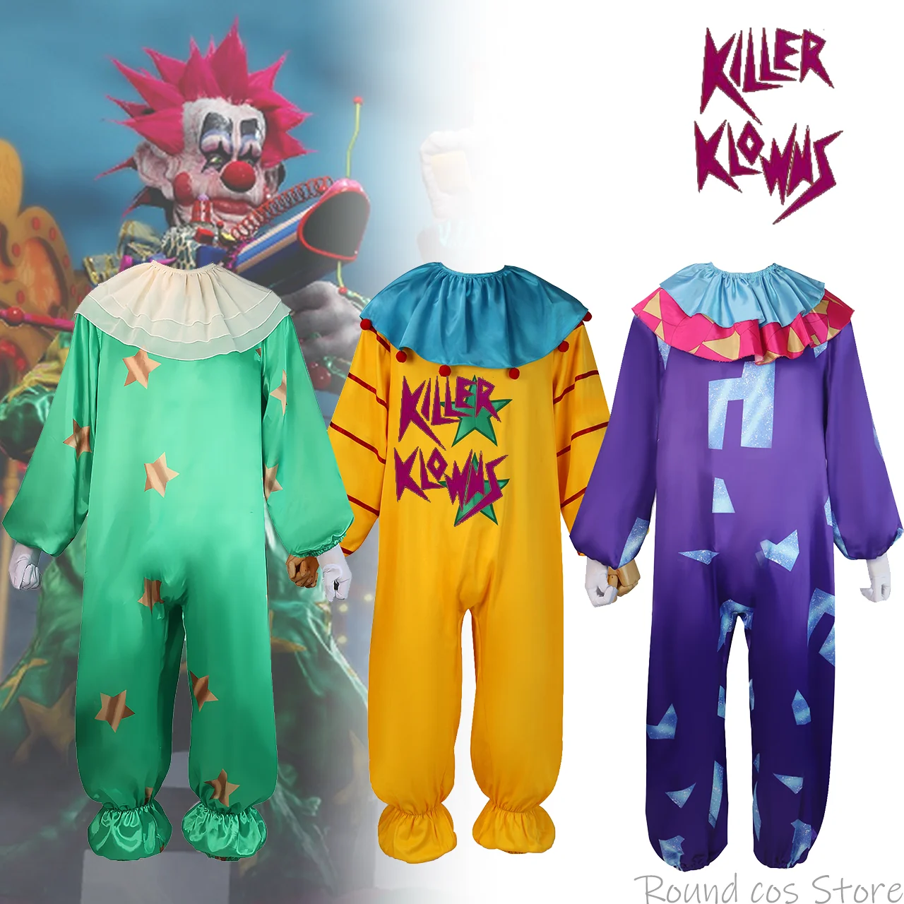 Game Killer Klowns From Outer Space Cosplay Costume Adult Unisex Jumpsuit Full Set Accessories Uniform Halloween Carnival Suits