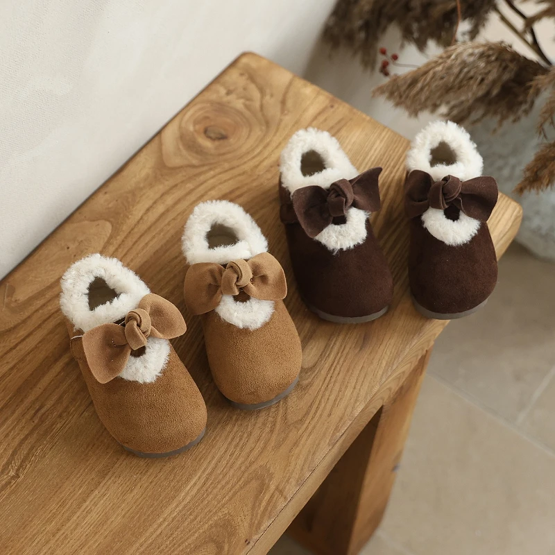 

2025 Winter New Children Casual Shoes for Girls Fashion Korean Style Soft Bottom Anti-slippery Versatile Princess Keep Warm Shoe