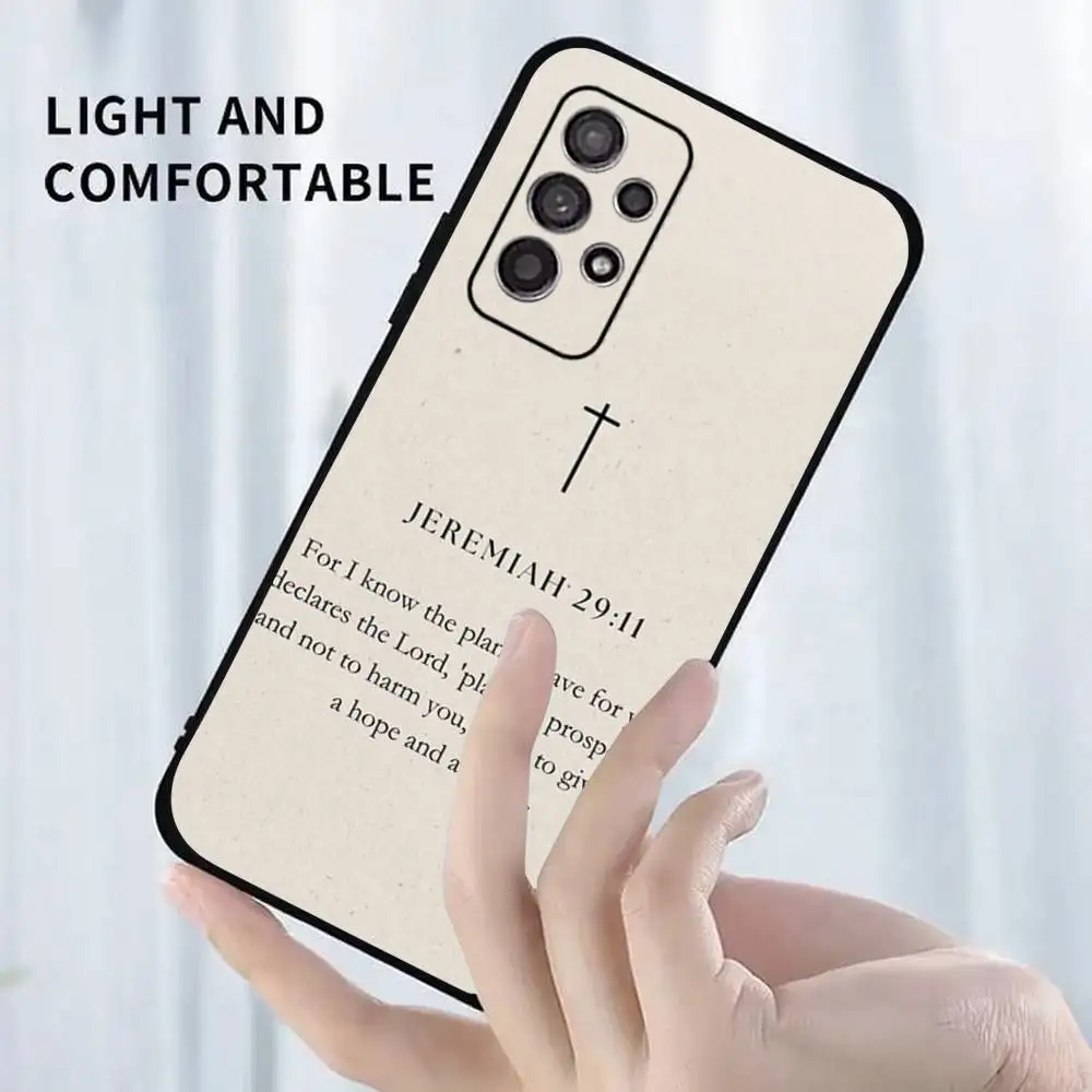 神の計画 イエス 聖書の言葉 電話ケース サムスン S25、S24、S23、S22、S21、S20、S10、ウルトラ、プラス、ライト、FE、ソフトシリコンブラックカバー用