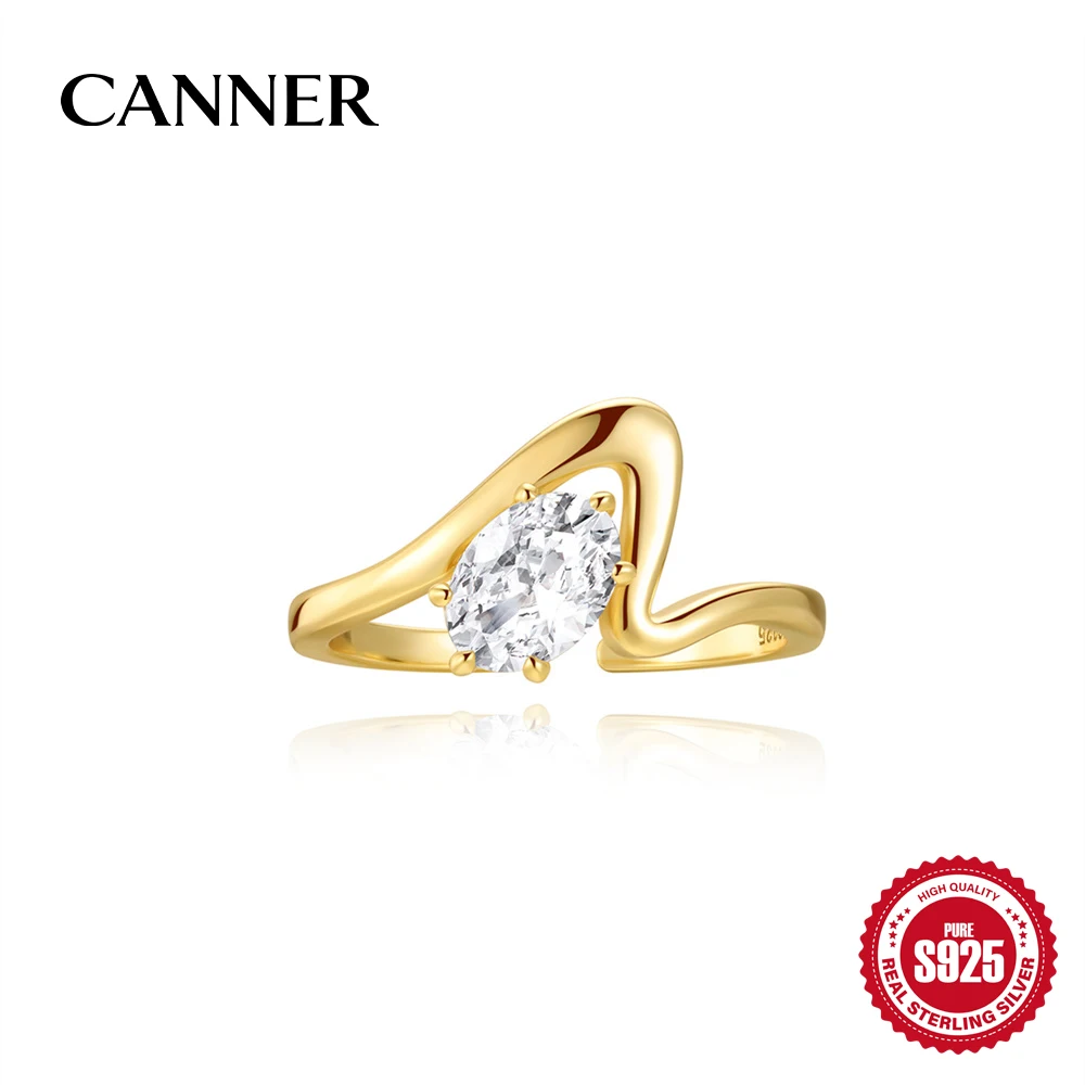 

Canner S925 Стерлинговое Серебро Позолоченные Геометрические Линии Цирконий Экологичные Многослойные Золотые Гальванические Обручальные Кольца