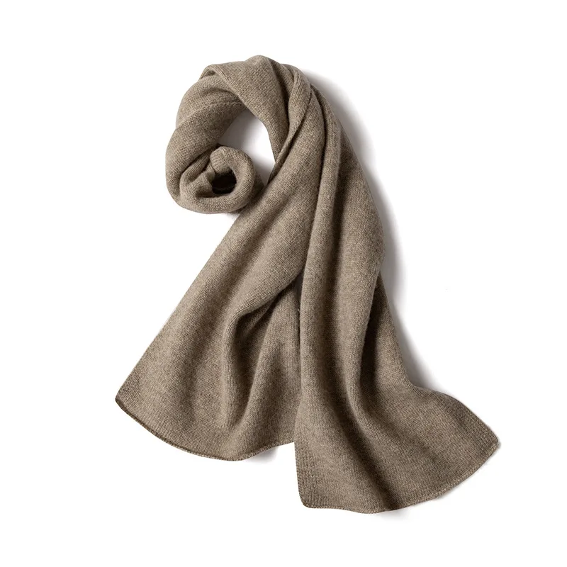 High Quality Cashmere Scarf Autumn And Winter New Women's High-End Solid Color Neckline Warm Knit Thick Simple Scarf