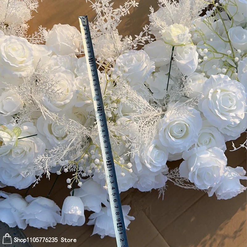Weißer Rosen- und Schleierkraut-Herzförmiger Blumenbogen, Künstlicher Blumen-Hochzeitshintergrund, Rahmen für Zeremonien, Partys, Fotobox-Dekoration, Requisiten – Detail 3