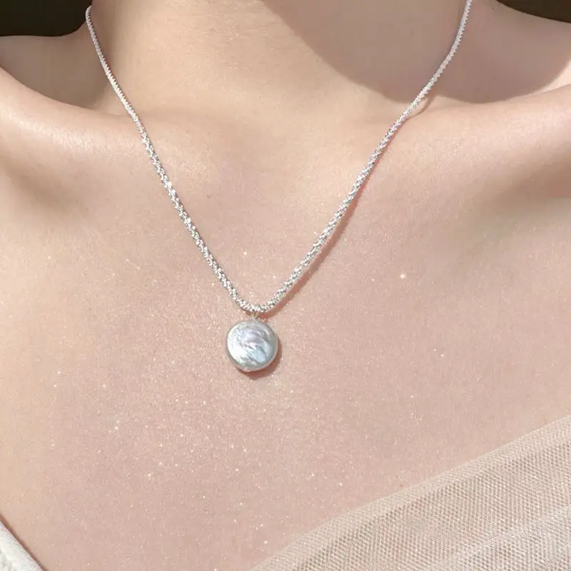 100 % natürliche barocke Süßwasserperle 925 Sterling Silber weibliche Anhänger Halskette Schmuck für Frauen Geburtstagsgeschenke – Detail 6