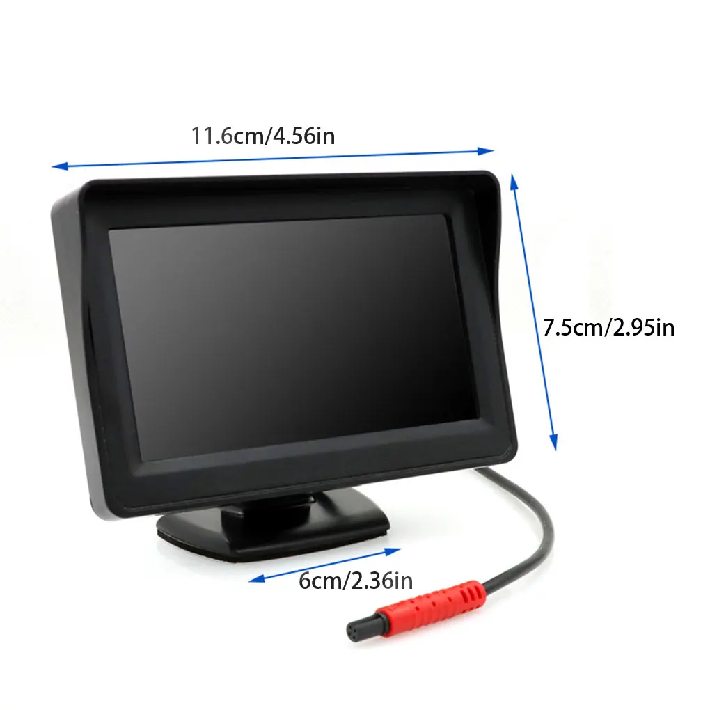 Câmera de backup ABS 4PIN com monitor de carro Câmera de visão traseira Câmera de backup de 4,3 polegadas